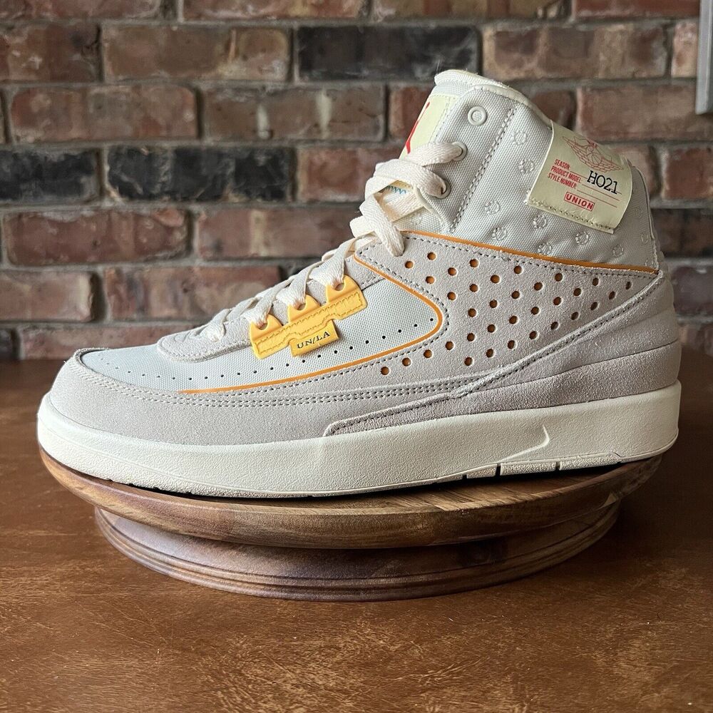 Jordan 2 Rattan X Union LA Suede Cream Yellow Shoes Sneakers Men's 10.5